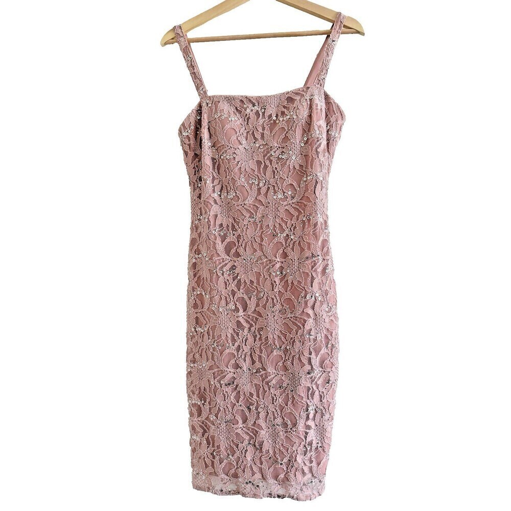 JS Collections Women’s Soutache Mesh Midi Dress sleeveless in blush Pink Size 6